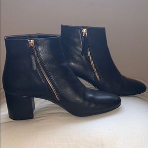 Cole Haan Saylor Leather booties with gold zipper